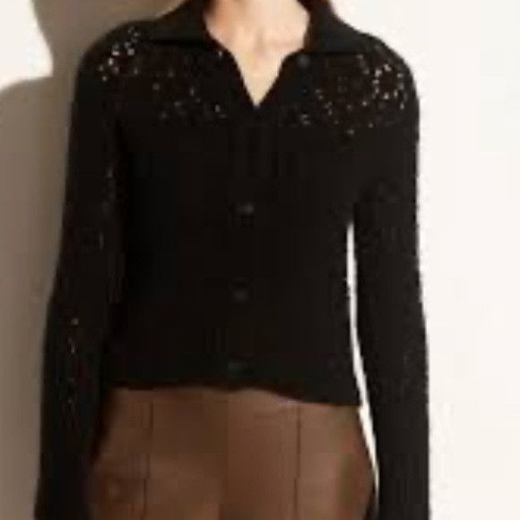 NWT, Vince, Black Crochet Button Cardigan, Size XS - Picture 1 of 7